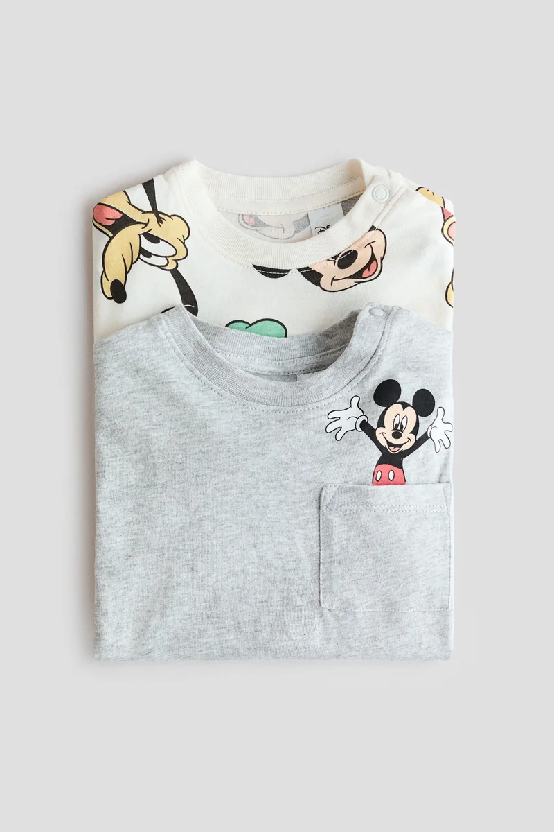 اتش اند ام تي شيرت بطبعة - عبوة من قطعتين